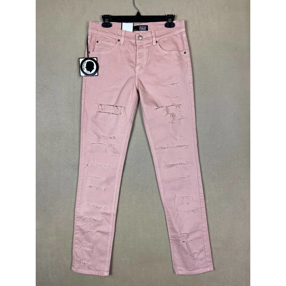 Rustic Dime Skinny Jeans Mens 30 Low Rise Pink Distressed Ripped Stretch NWT‎ - Picture 1 of 16